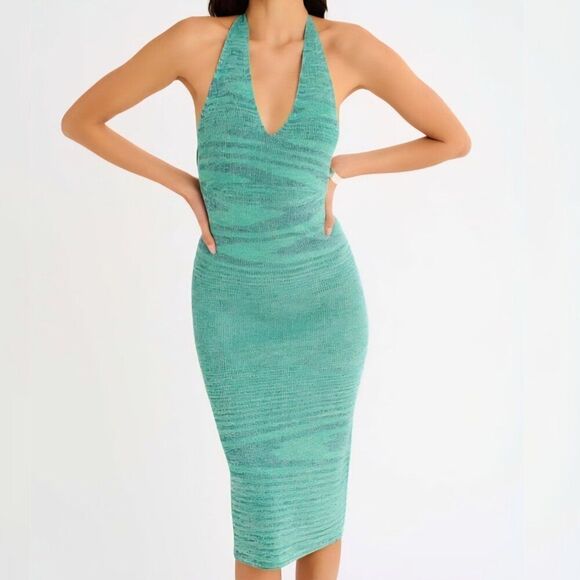 New Rumored - XS Riptide Midi Dress In Everglade Green - Picture 4 of 6